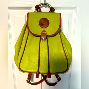 Valentina Beautiful Muted Green Leather Backpack with brown trim Made in Italy